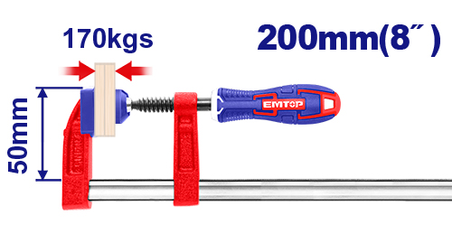 Струбцина тип F 200 мм EMTOP ECLPF05201