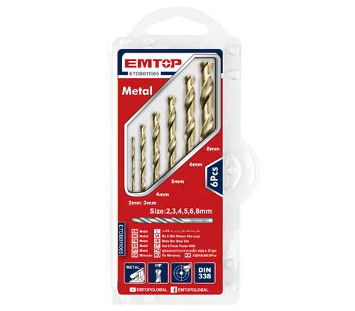 Набор сверл по металлу HSS 6 шт. EMTOP ETDBB11065